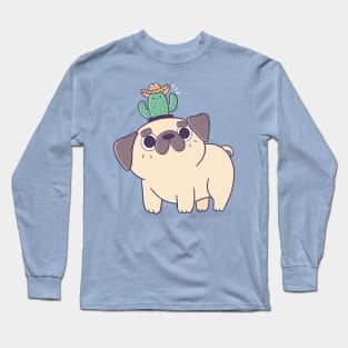 Pug with a Cactus Hat Long Sleeve T-Shirt